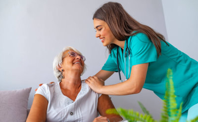 nurse with senior woman